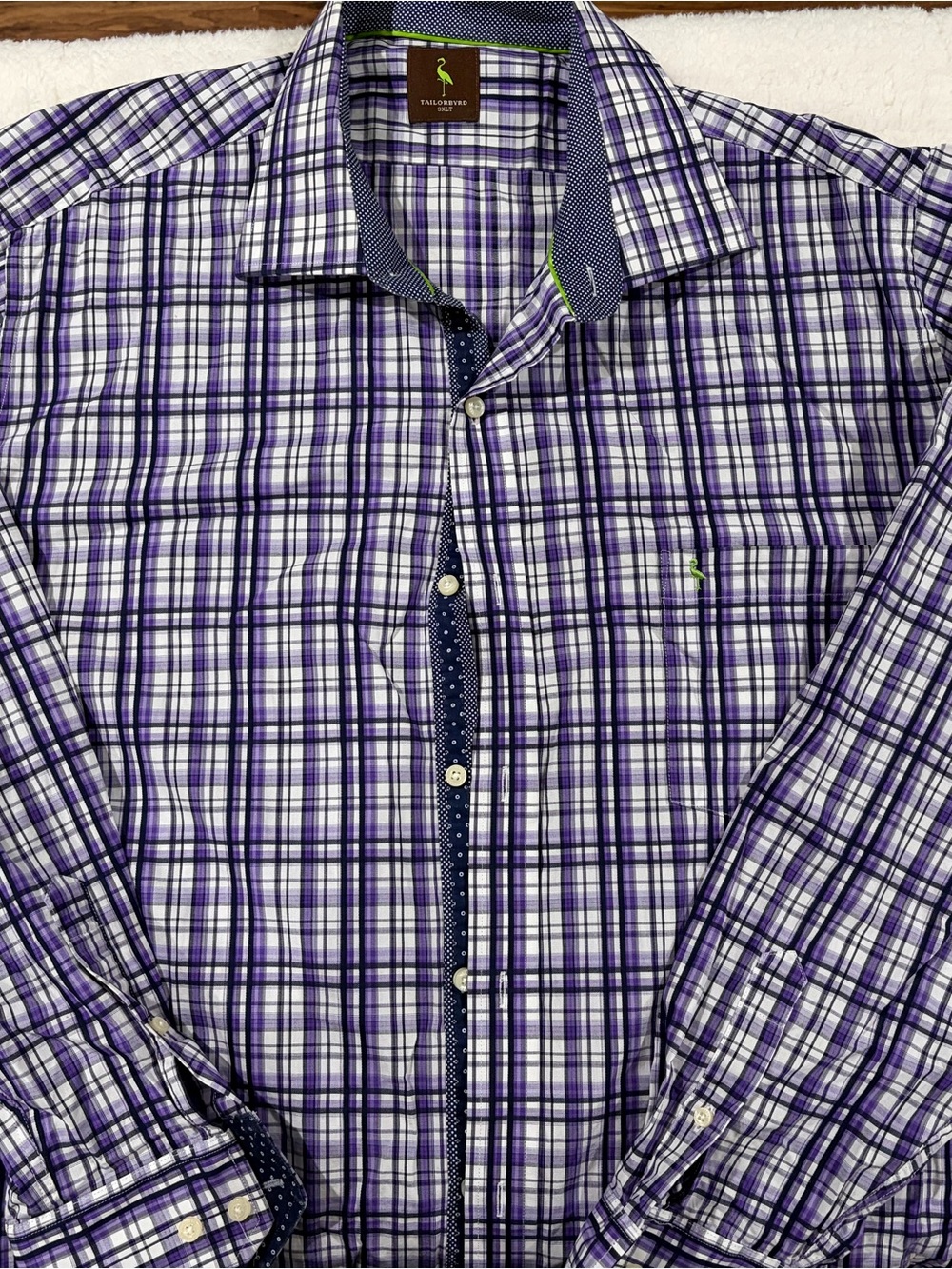Tailorbyrd Purple & White Plaid Button-Down Shirt